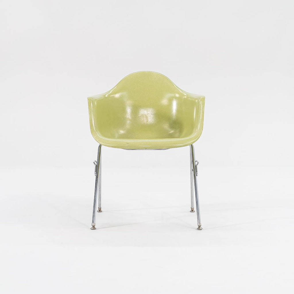 2006 Modernica Fiberglass Arm Shell Chair with H Base or Stacking Base in Light Green