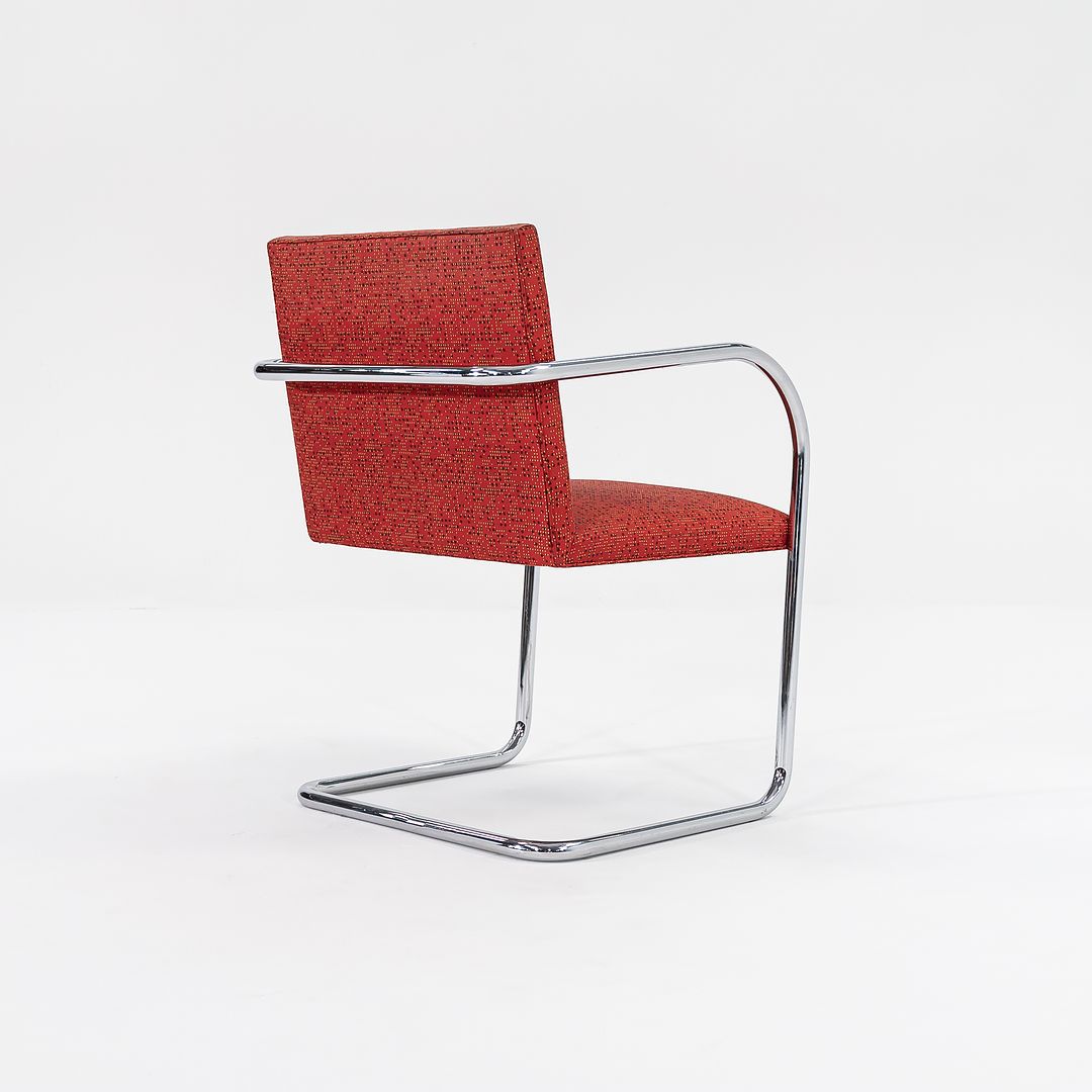 2007 Tubular Brno Armchair, Model 245 by Mies van der Rohe for Knoll in Red Fabric 15x Available