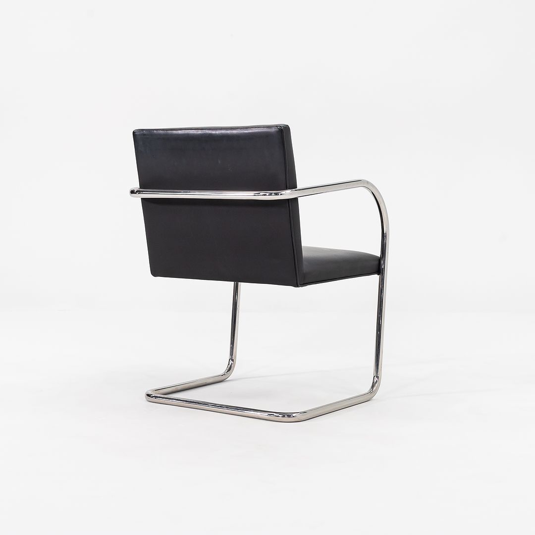 2010s Tubular Brno Armchair, Model 245 by Mies van der Rohe for Knoll in Black Leather Sets Available