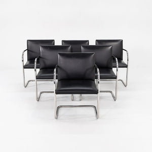 2010s Tubular Brno Armchair, Model 245 by Mies van der Rohe for Knoll in Black Leather Sets Available