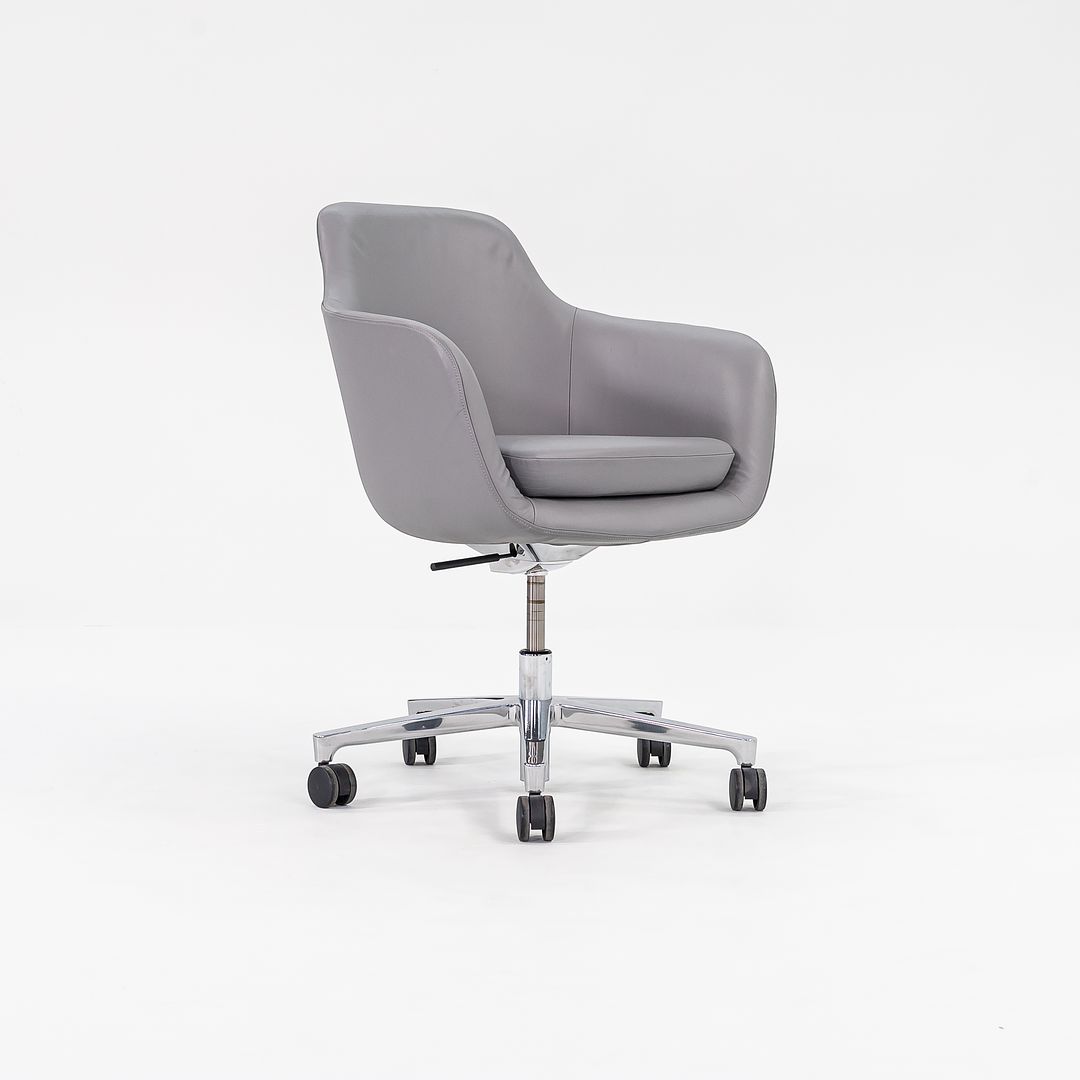 2016 Saiba Mid-Back Task Chair with Five-Star Base by Naoto Fukasawa for Geiger in Grey Leather 8x Available