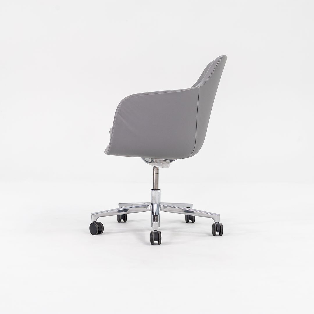 2016 Saiba Mid-Back Task Chair with Five-Star Base by Naoto Fukasawa for Geiger in Grey Leather 8x Available