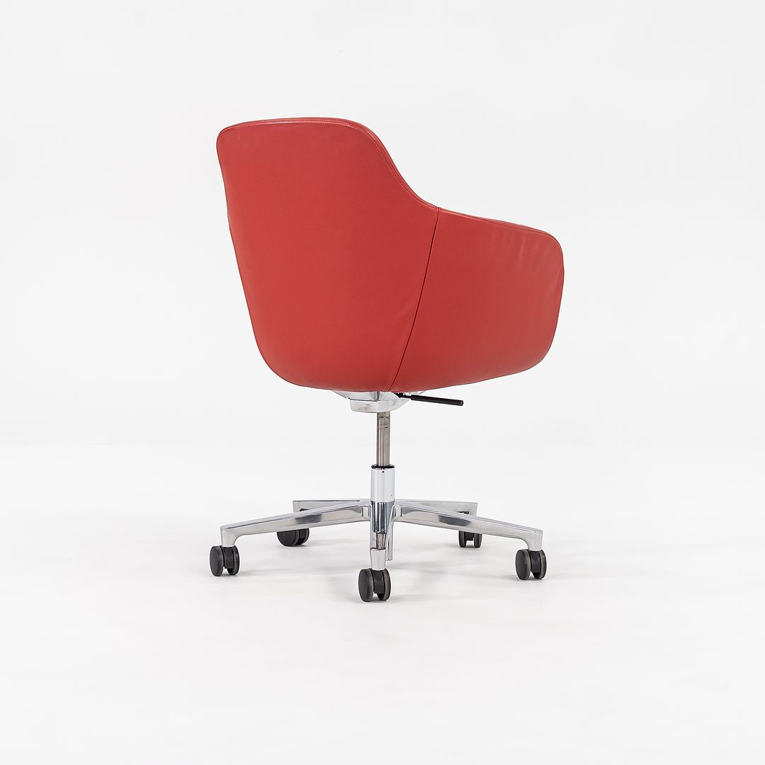 2016 Saiba Mid-Back Task Chair with Five-Star Base by Naoto Fukasawa for Geiger in Red Leather 6x Available