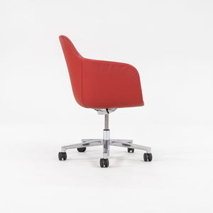 2016 Saiba Mid-Back Task Chair with Five-Star Base by Naoto Fukasawa for Geiger in Red Leather 6x Available