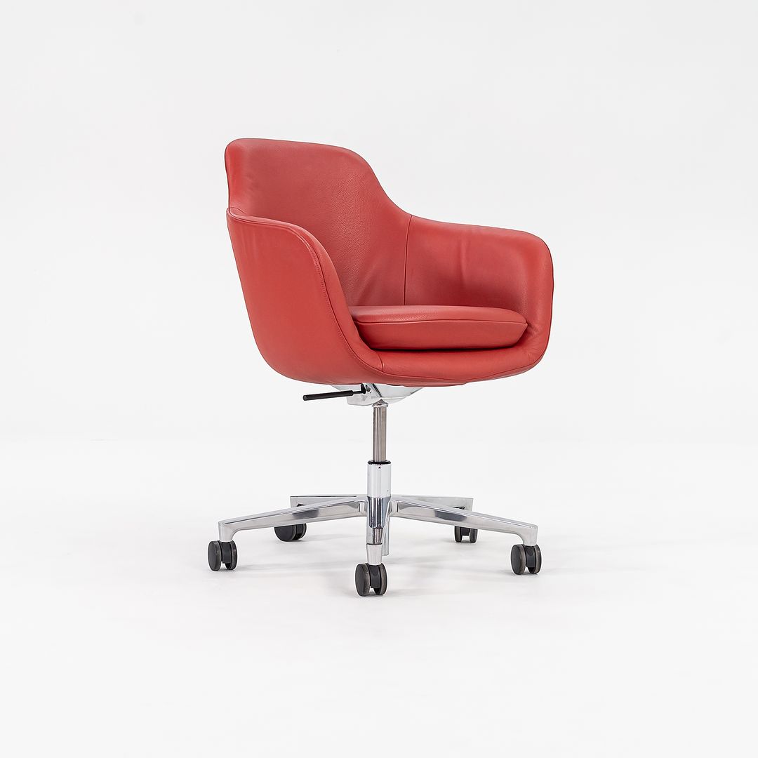 2016 Saiba Mid-Back Task Chair with Five-Star Base by Naoto Fukasawa for Geiger in Red Leather 6x Available