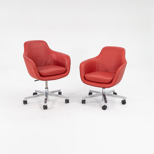 2016 Saiba Mid-Back Task Chair with Five-Star Base by Naoto Fukasawa for Geiger in Red Leather 6x Available