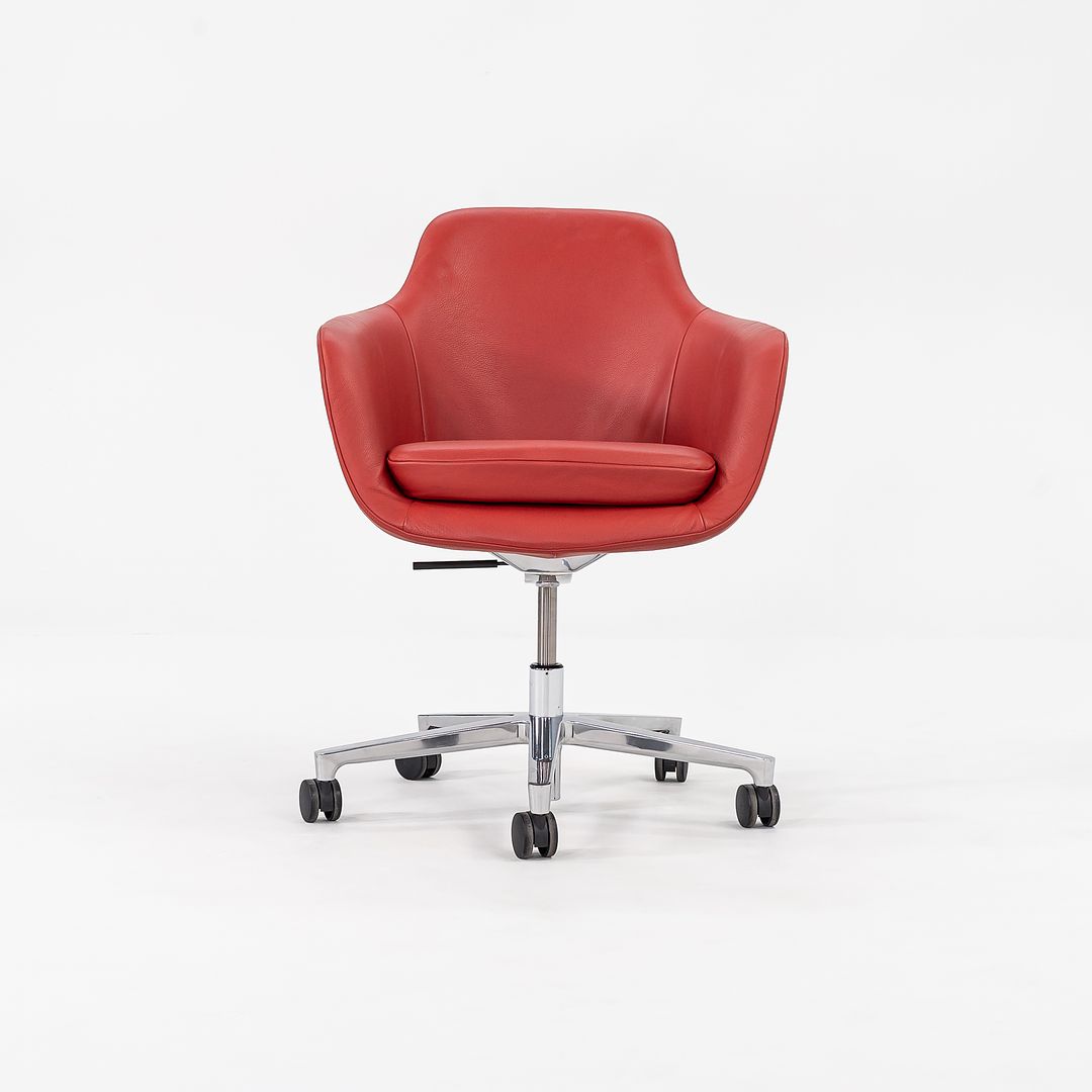 2016 Saiba Mid-Back Task Chair with Five-Star Base by Naoto Fukasawa for Geiger in Red Leather 6x Available