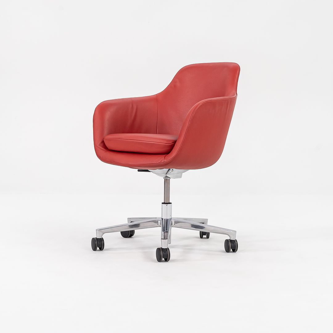 2016 Saiba Mid-Back Task Chair with Five-Star Base by Naoto Fukasawa for Geiger in Red Leather 6x Available