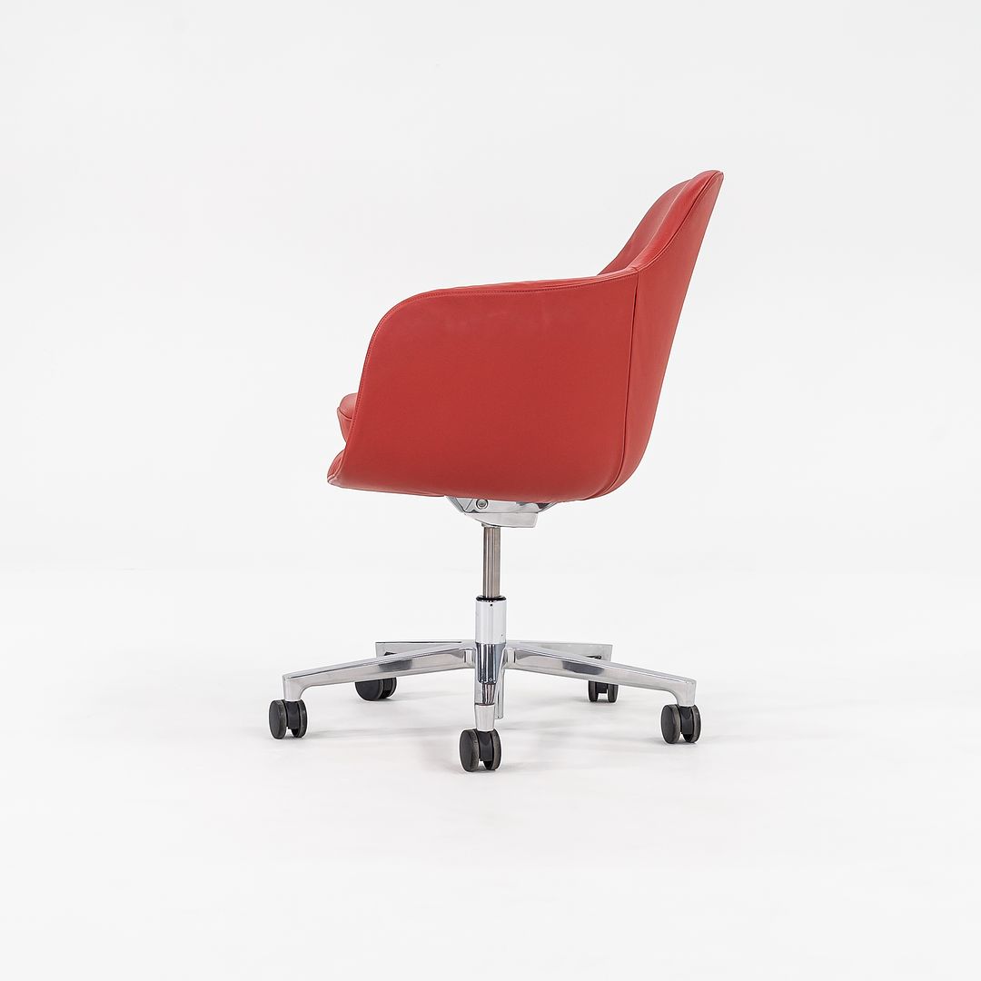 2016 Saiba Mid-Back Task Chair with Five-Star Base by Naoto Fukasawa for Geiger in Red Leather 6x Available