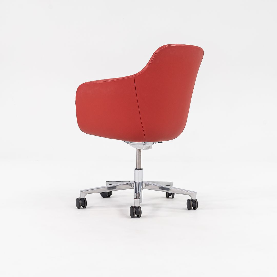 2016 Saiba Mid-Back Task Chair with Five-Star Base by Naoto Fukasawa for Geiger in Red Leather 6x Available