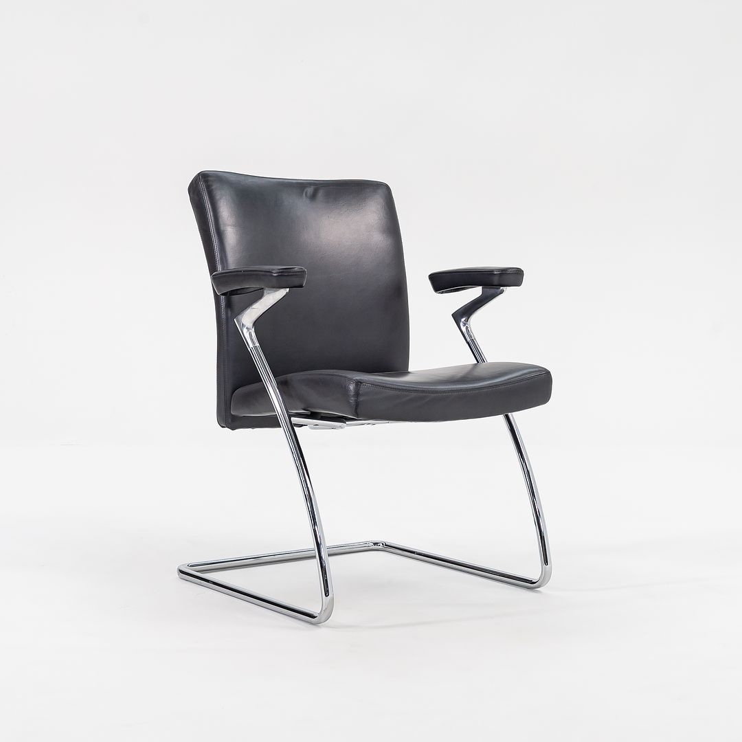 2003 Art Collection Armchair by Walter Knoll in Dark Grey Leather 16x Available