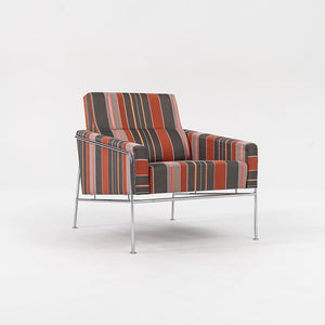 2005 Series 3300 Easy Chair by Arne Jacobsen for Fritz Hansen in Striped Fabric 2x Available