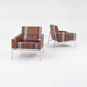 2005 Series 3300 Easy Chair by Arne Jacobsen for Fritz Hansen in Striped Fabric 2x Available