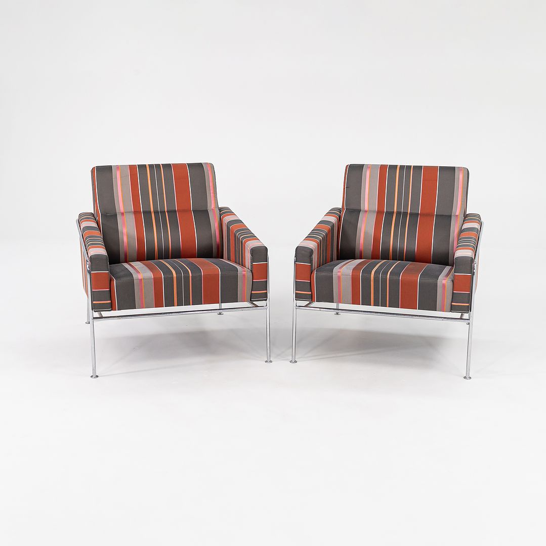 2005 Series 3300 Easy Chair by Arne Jacobsen for Fritz Hansen in Striped Fabric 2x Available