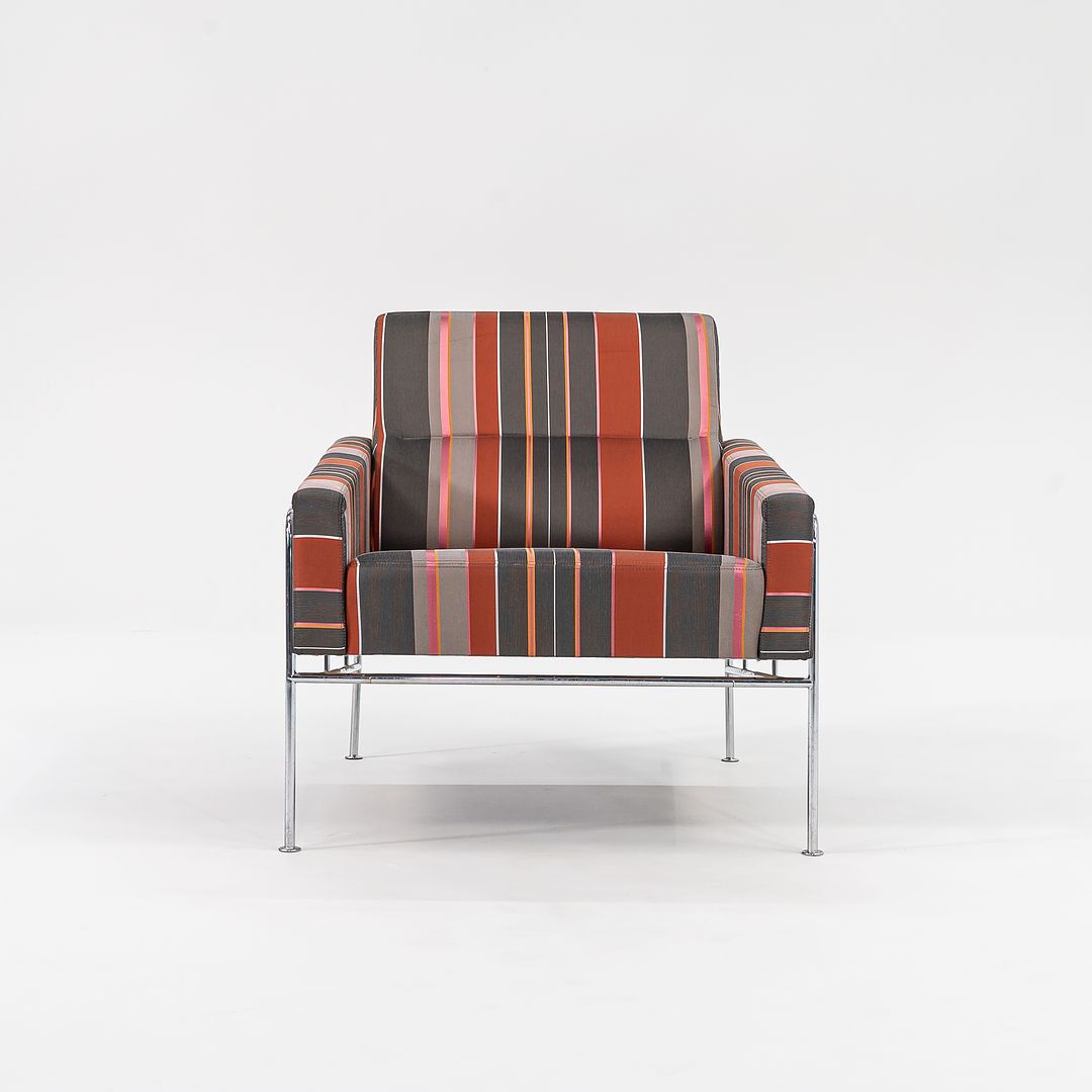 2005 Series 3300 Easy Chair by Arne Jacobsen for Fritz Hansen in Striped Fabric 2x Available