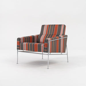 2005 Series 3300 Easy Chair by Arne Jacobsen for Fritz Hansen in Striped Fabric 2x Available