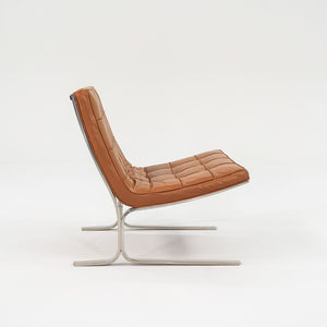 1960s Pair of CH28 Lounge Chairs by Nicos Zographos for Zographos Designs Ltd. in Cognac Leather and Stainless