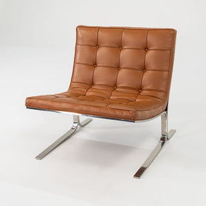 1960s Pair of CH28 Lounge Chairs by Nicos Zographos for Zographos Designs Ltd. in Cognac Leather and Stainless