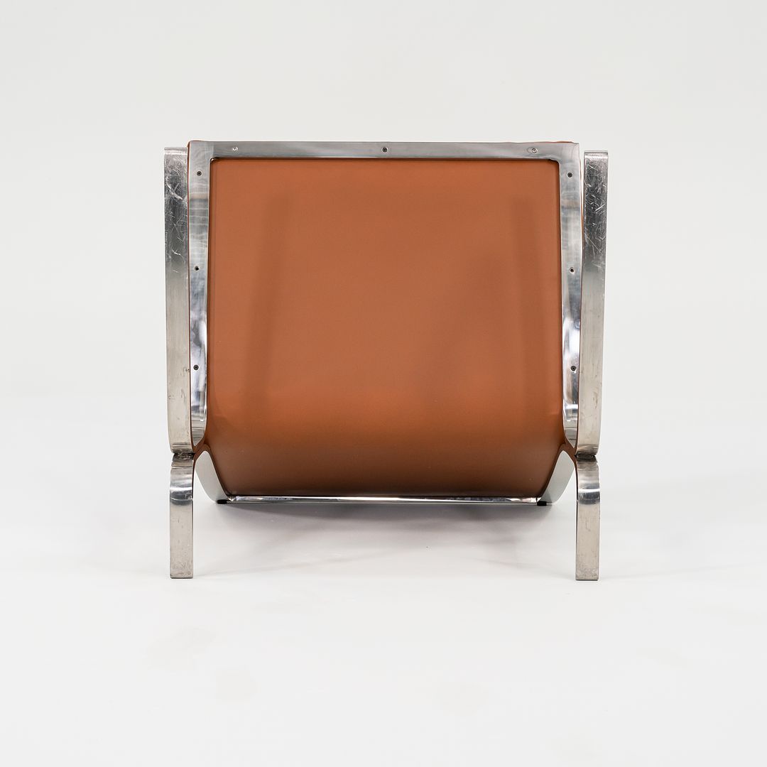 1960s Pair of CH28 Lounge Chairs by Nicos Zographos for Zographos Designs Ltd. in Cognac Leather and Stainless