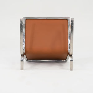 1960s Pair of CH28 Lounge Chairs by Nicos Zographos for Zographos Designs Ltd. in Cognac Leather and Stainless