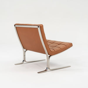 1960s Pair of CH28 Lounge Chairs by Nicos Zographos for Zographos Designs Ltd. in Cognac Leather and Stainless