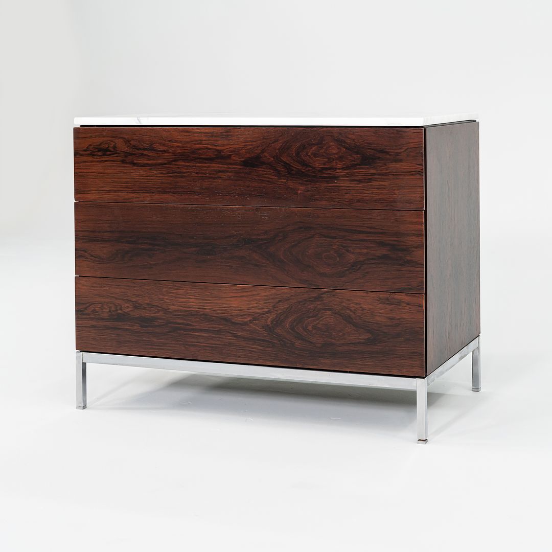 1960s Florence Knoll Rosewood 3-Drawer Dresser Cabinet with Marble Top