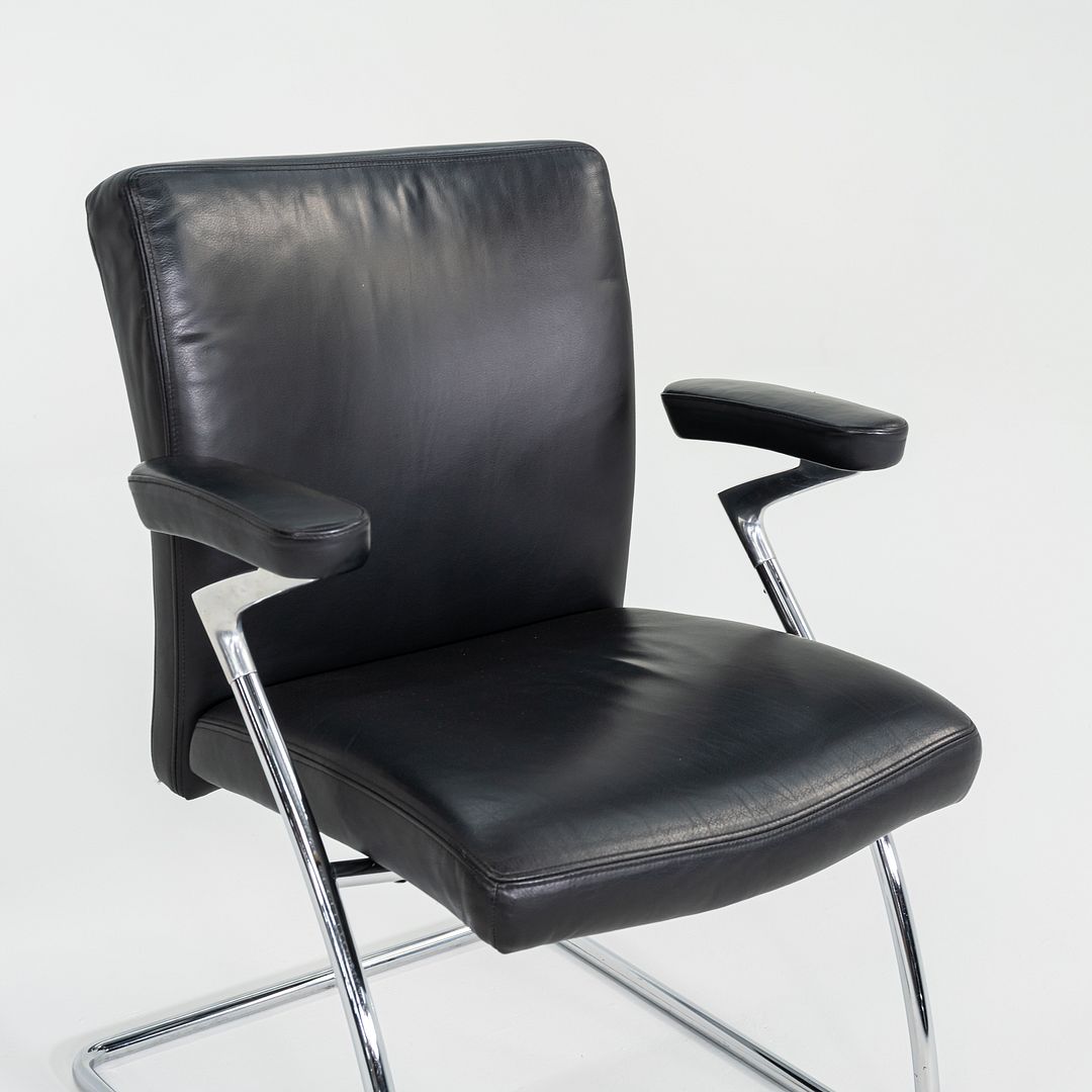 2003 Walter Knoll Art Collection Dining Arm Chairs in Black Leather 4x Available