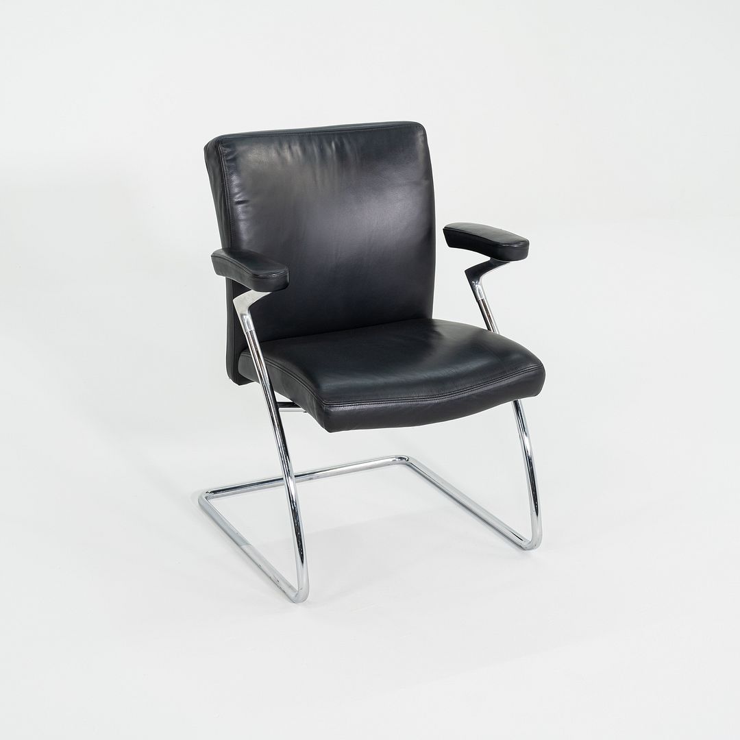 2003 Walter Knoll Art Collection Dining Arm Chairs in Black Leather 4x Available