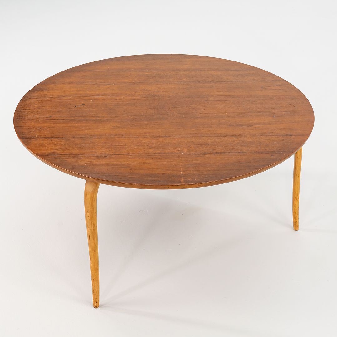 1970s Bruno Mathsson for Firma Karl Mathsson Annika Coffee Table with Round Teak Top, 37 inches