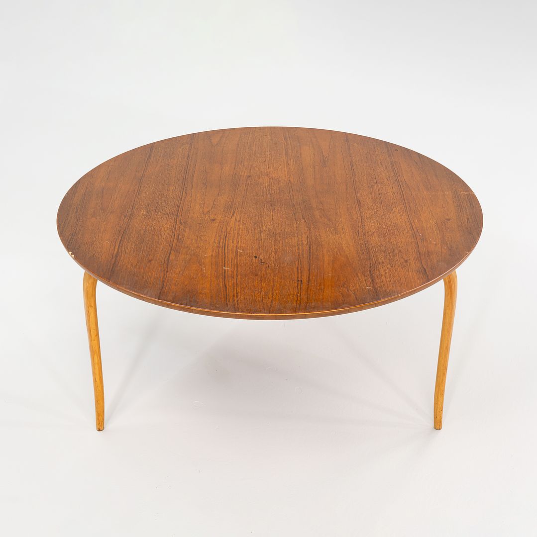 1970s Bruno Mathsson for Firma Karl Mathsson Annika Coffee Table with Round Teak Top, 37 inches