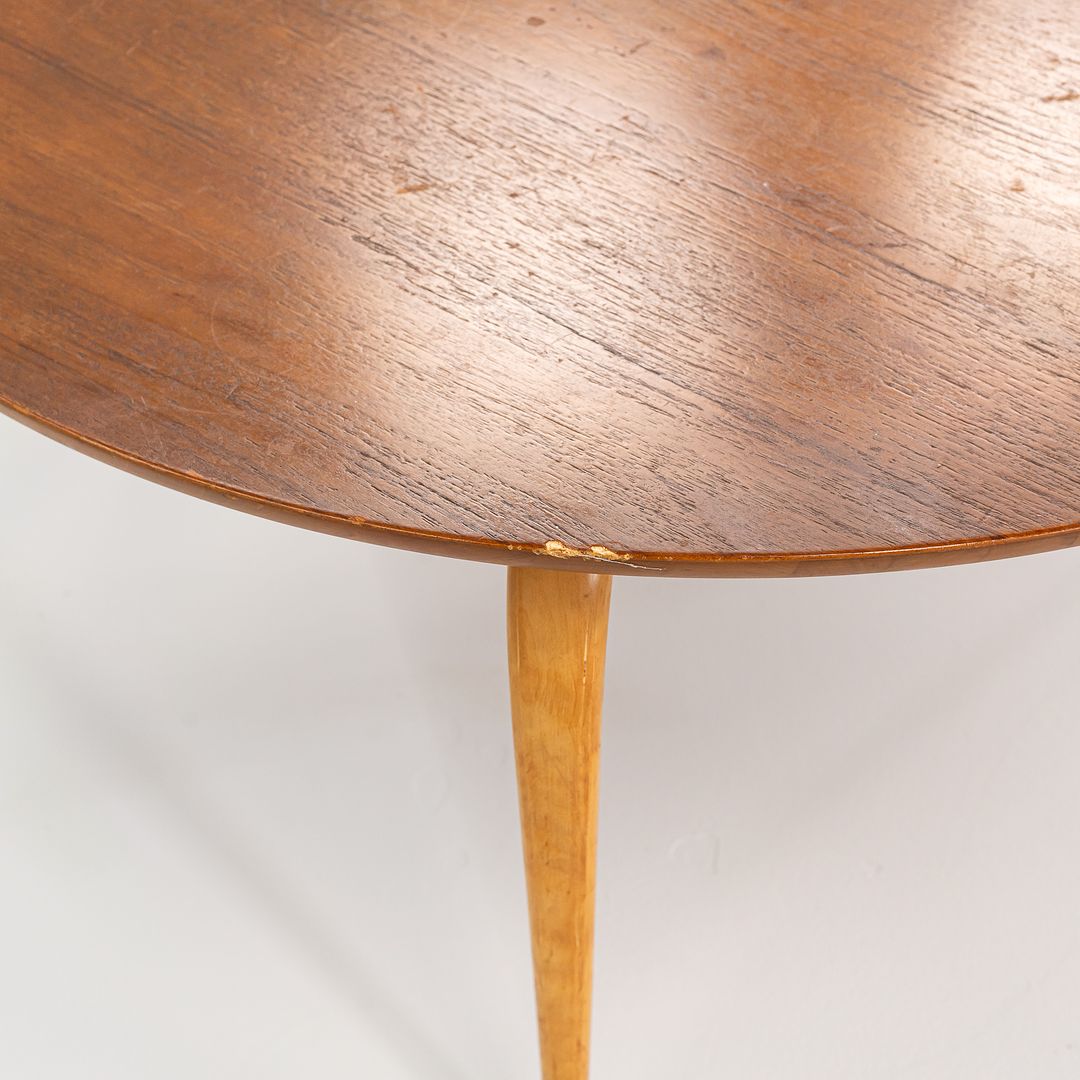 1970s Bruno Mathsson for Firma Karl Mathsson Annika Coffee Table with Round Teak Top, 37 inches