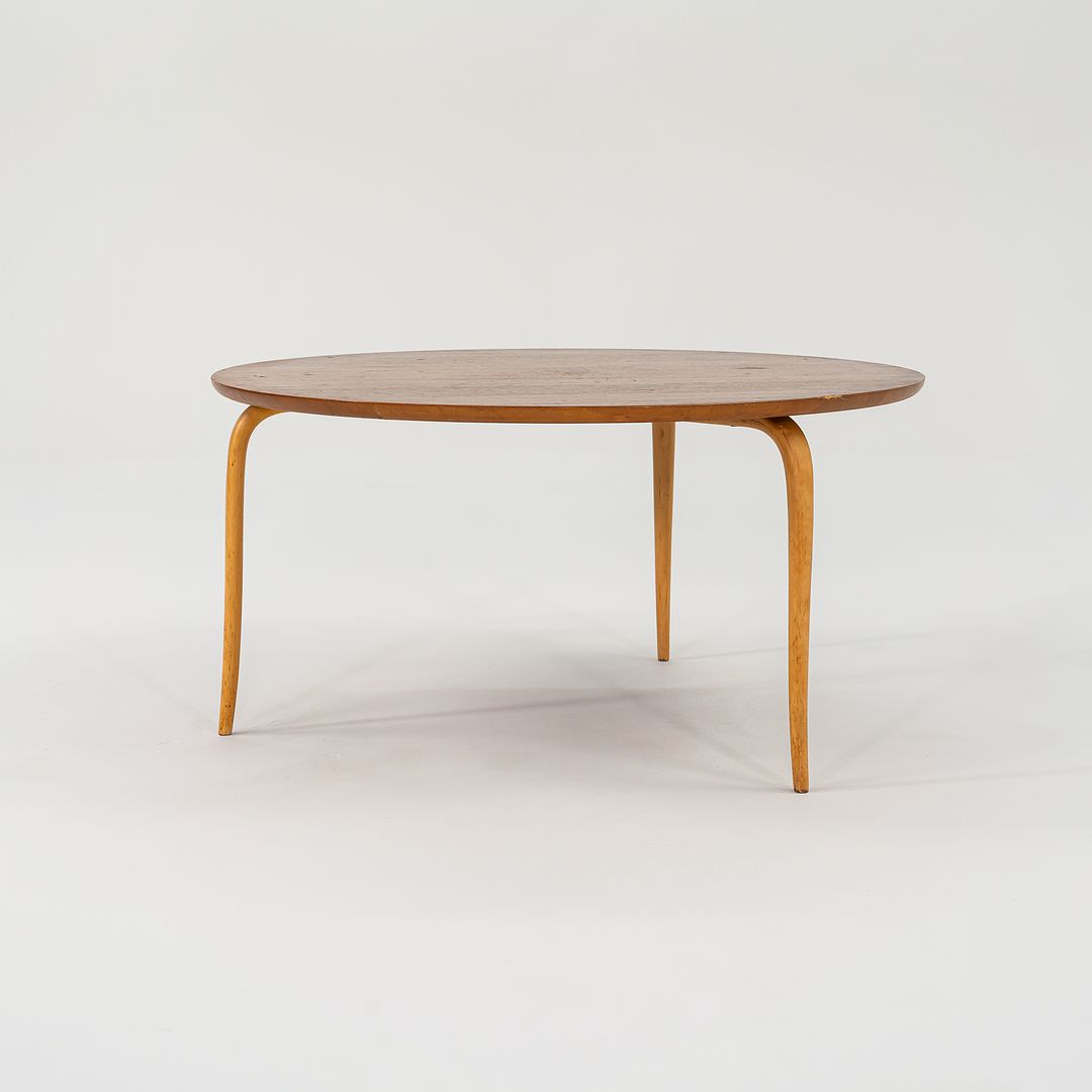 1970s Bruno Mathsson for Firma Karl Mathsson Annika Coffee Table with Round Teak Top, 37 inches