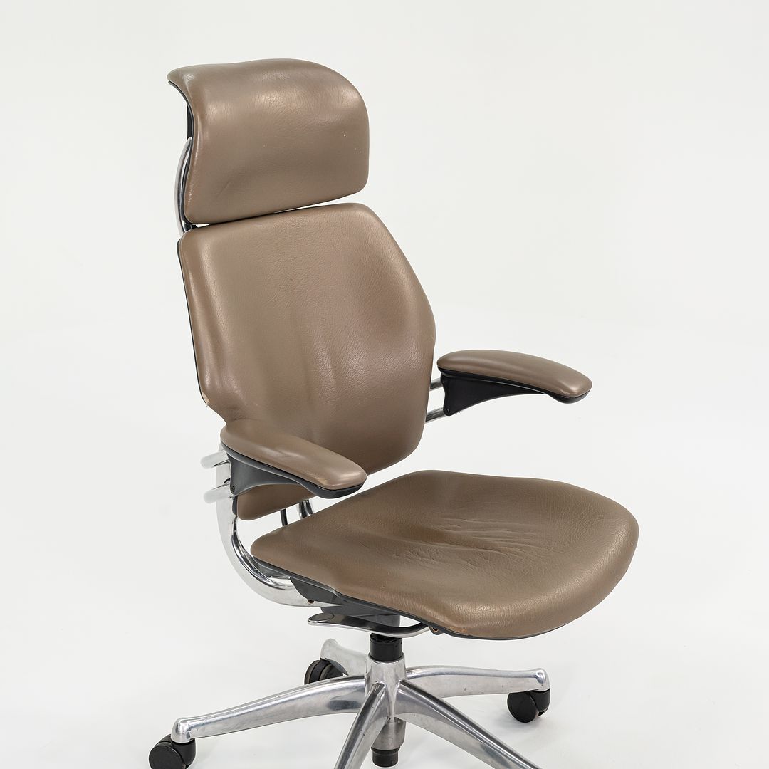 2000s Niels Diffrient for Humanscale Freedom Desk Chair in Dark Tan Leather