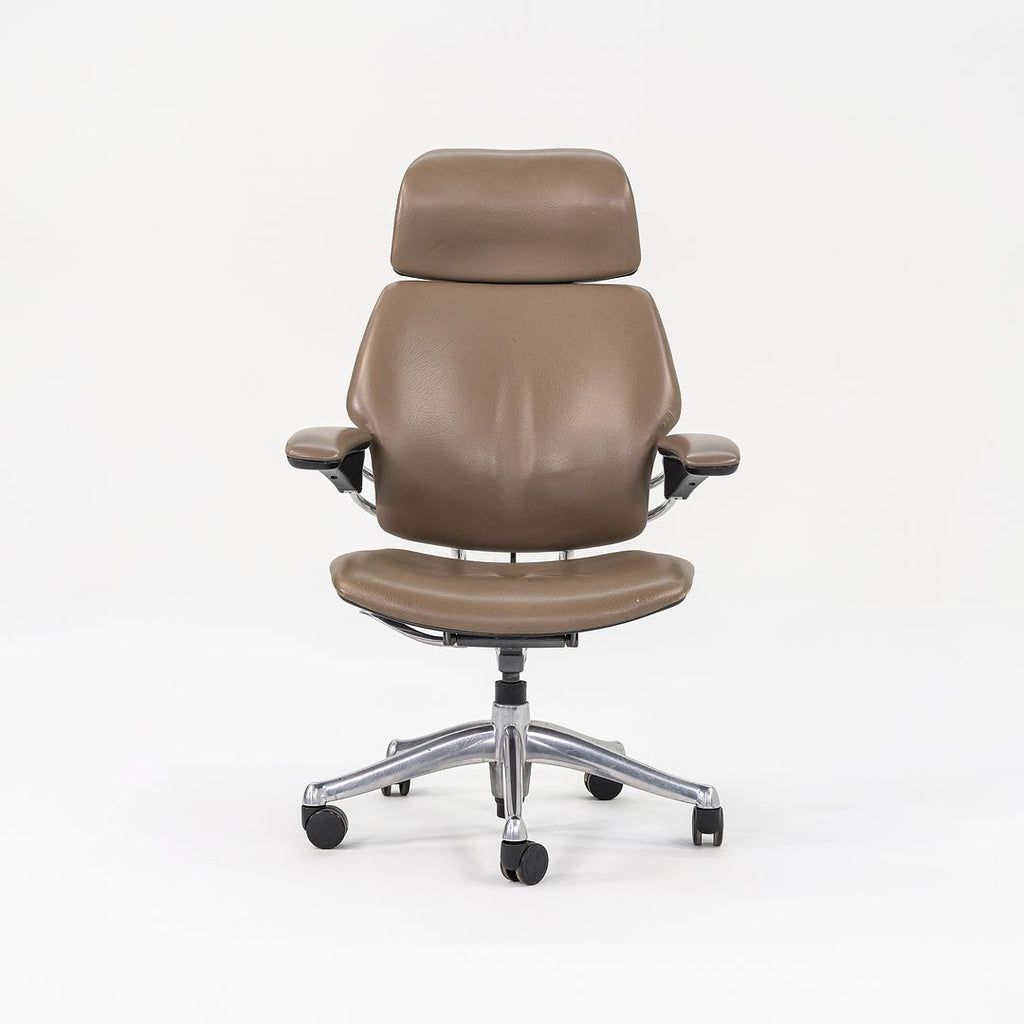 2000s Niels Diffrient for Humanscale Freedom Desk Chair in Dark Tan Leather