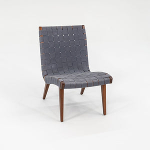 2000s Risom Lounge Chair, Model 654LC by Jens Risom for Knoll Walnut, Cotton, Vinyl, Rubber