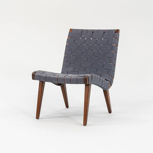 2000s Risom Lounge Chair, Model 654LC by Jens Risom for Knoll Walnut, Cotton, Vinyl, Rubber