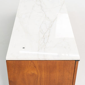 1960S 4-Position Credenza Cabinet, Model 2544 By Florence Knoll For Knoll Steel, Walnut, Marble