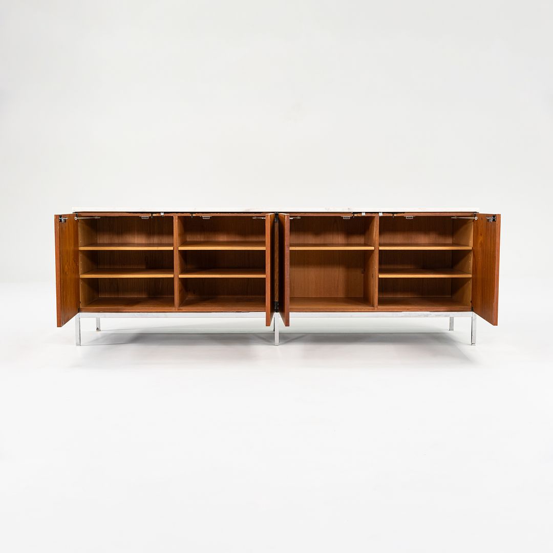 1960S 4-Position Credenza Cabinet, Model 2544 By Florence Knoll For Knoll Steel, Walnut, Marble