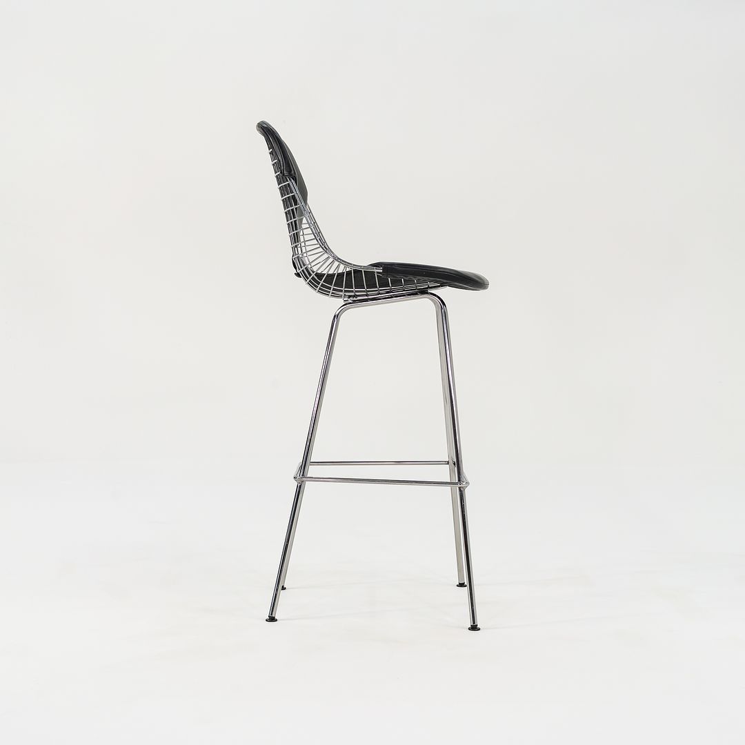 2010s Eames Wire Stool by Ray and Charles Eames for Herman Miller Steel, Leather, Padding, Plastic