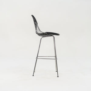 2010s Eames Wire Stool by Ray and Charles Eames for Herman Miller Steel, Leather, Padding, Plastic