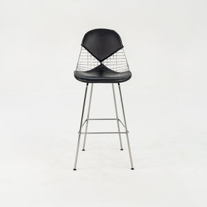 2010s Eames Wire Stool by Ray and Charles Eames for Herman Miller Steel, Leather, Padding, Plastic