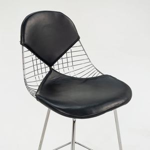 2010s Eames Wire Stool by Ray and Charles Eames for Herman Miller Steel, Leather, Padding, Plastic