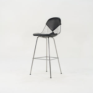 2010s Eames Wire Stool by Ray and Charles Eames for Herman Miller Steel, Leather, Padding, Plastic