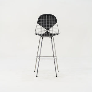 2010s Eames Wire Stool by Ray and Charles Eames for Herman Miller Steel, Leather, Padding, Plastic