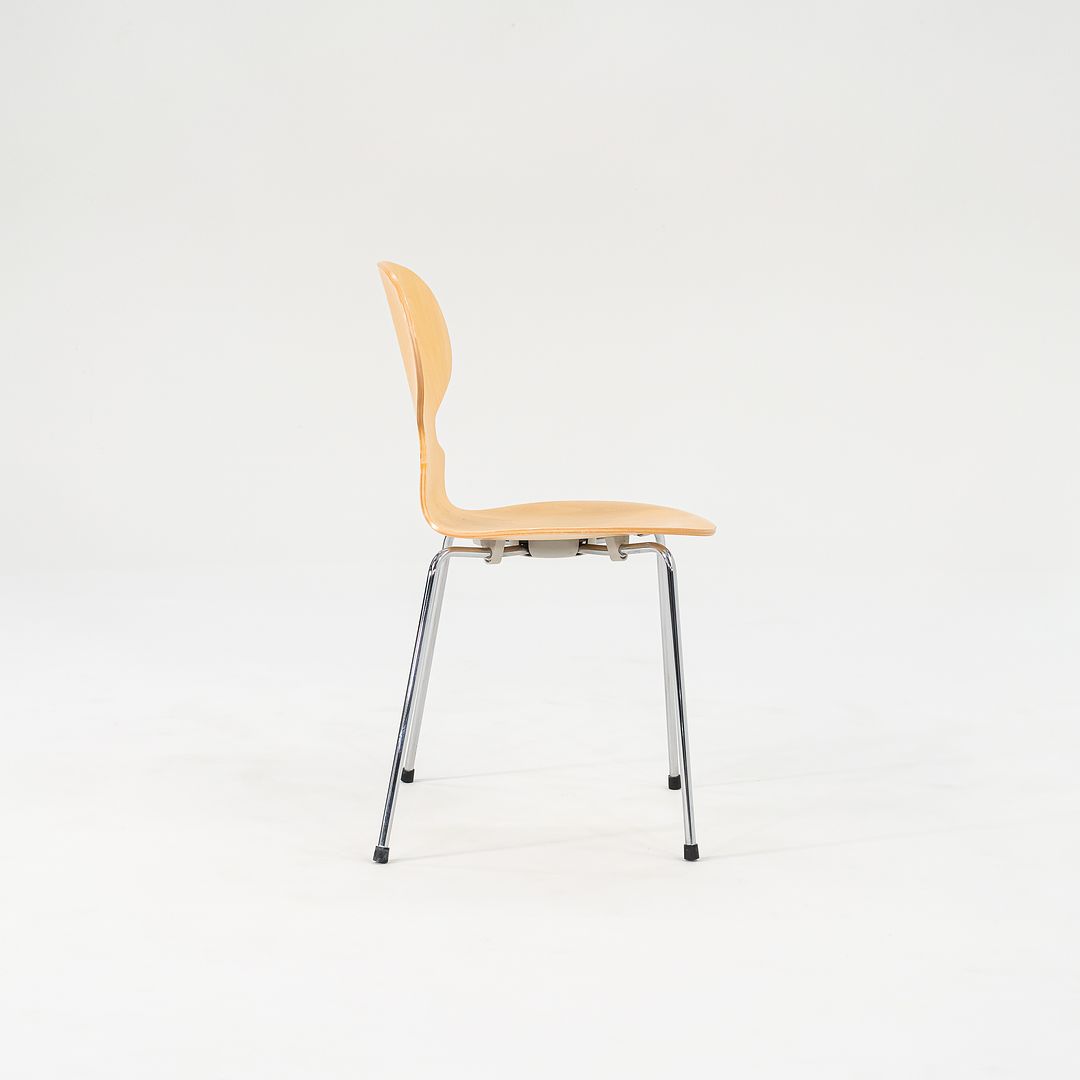 2005 Set of Four 3101 Side Chairs by Arne Jacobsen for Fritz Hansen in Maple and Chromed Steel