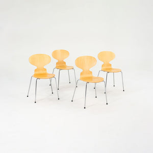 2005 Set of Four 3101 Side Chairs by Arne Jacobsen for Fritz Hansen in Maple and Chromed Steel