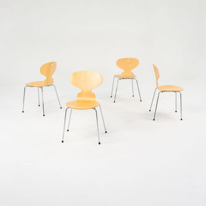 2005 Set of Four 3101 Side Chairs by Arne Jacobsen for Fritz Hansen in Maple and Chromed Steel