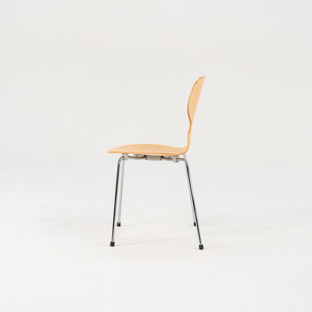 2005 Set of Four 3101 Side Chairs by Arne Jacobsen for Fritz Hansen in Maple and Chromed Steel