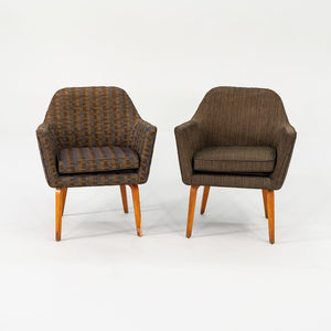 C. 1958 Pair of Florence Knoll 84 ULB Lounge Arm Chairs in Fabric and Wood