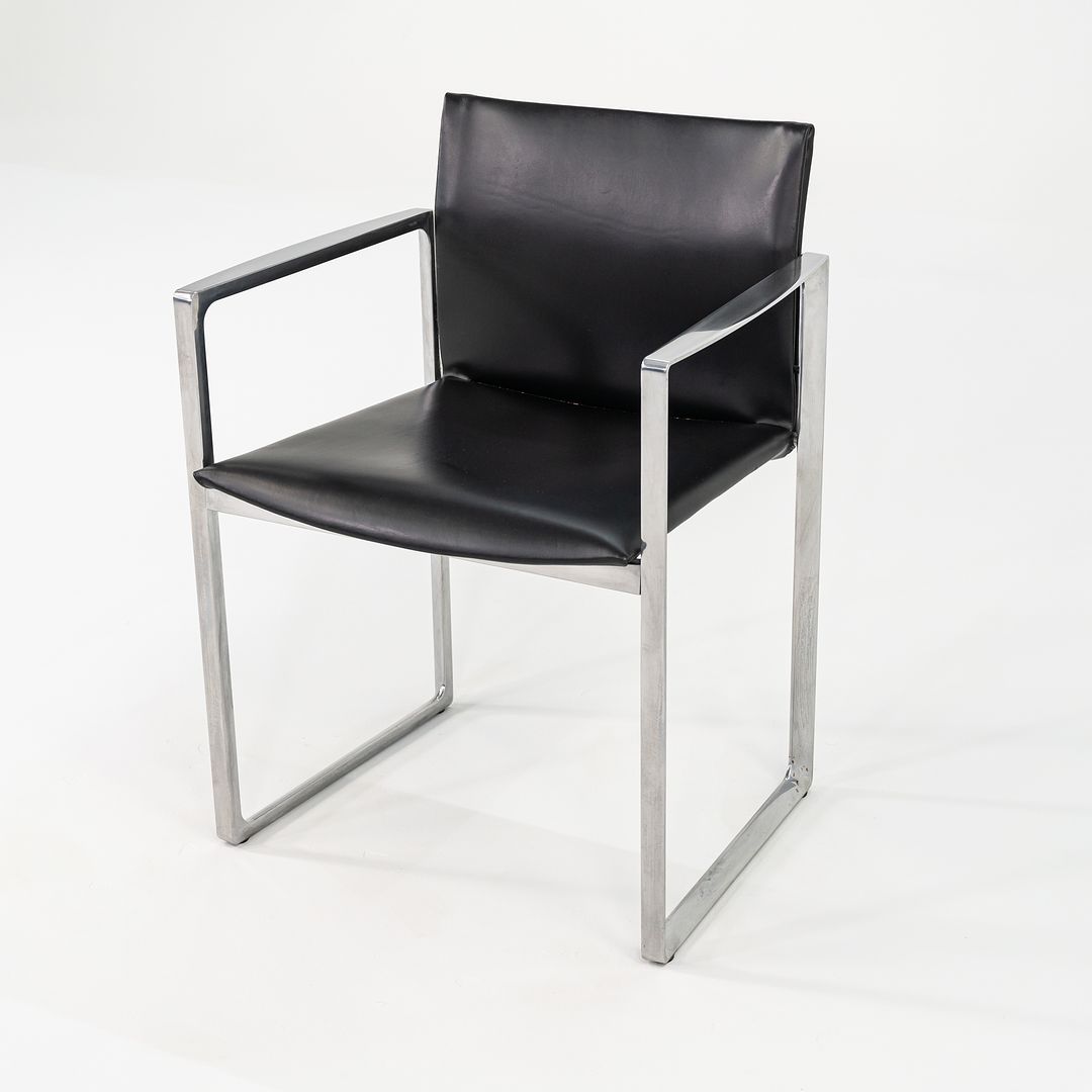 2010s Eve Chair Model 184 by Piero Lissoni for Cassina in Black Leather and Polished Aluminum 12+ Available